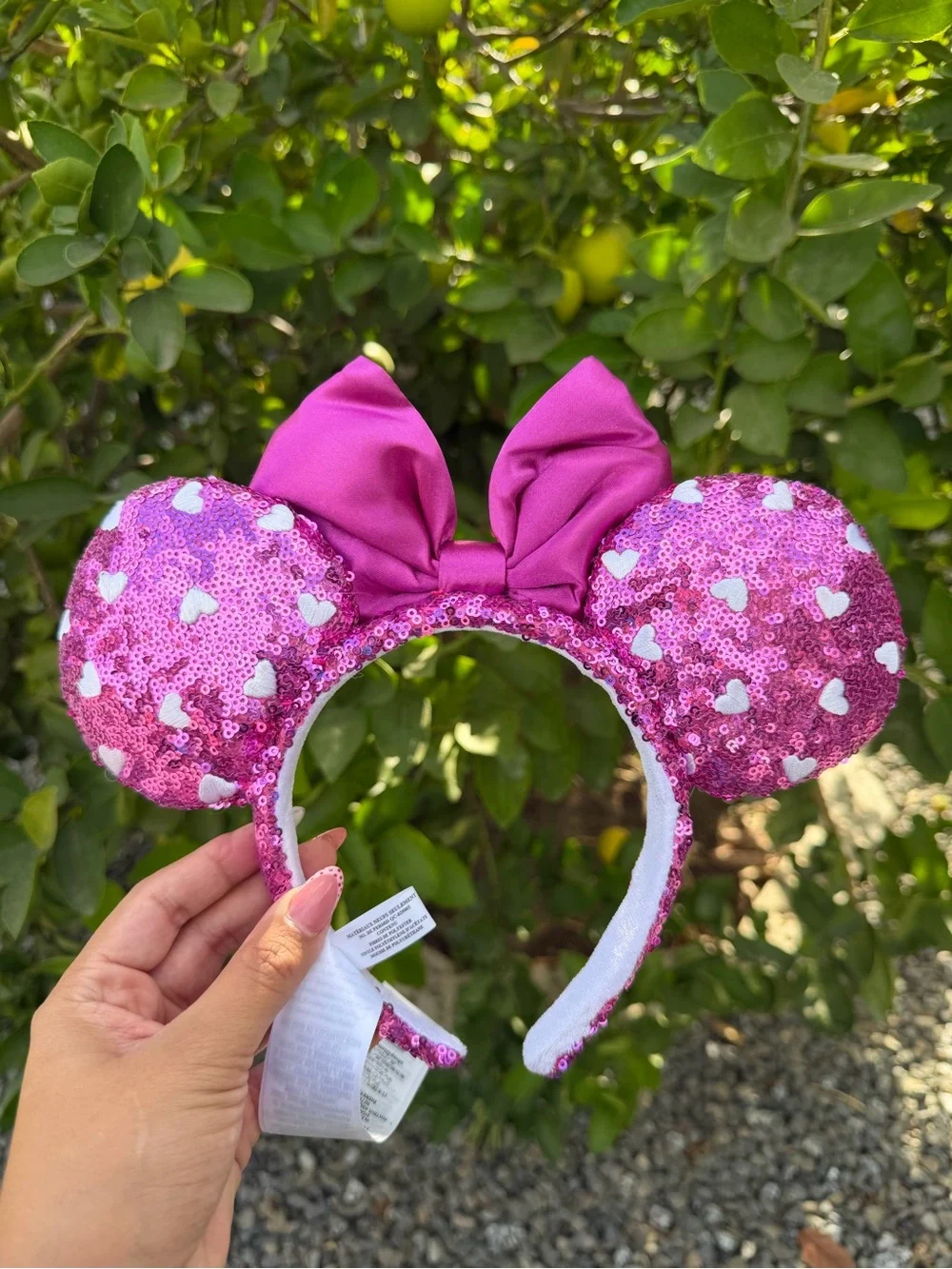 Pink Sequin Heart Minnie Ears Headband